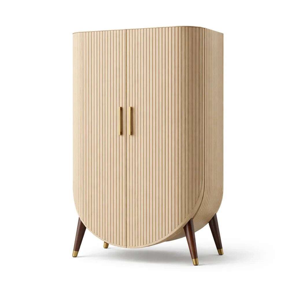 Armoire en bois avec poignées en métal doré-URBANO ASISVIBES