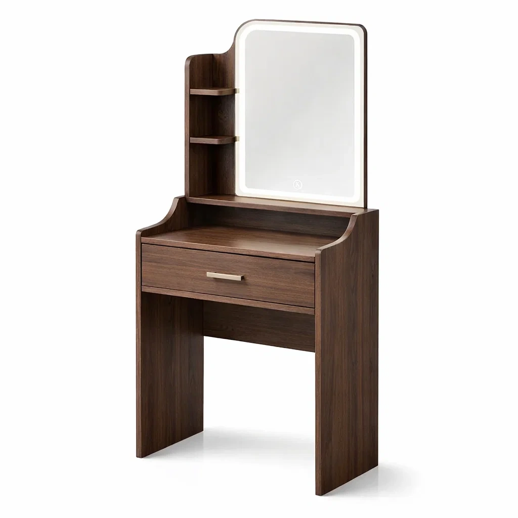 Coiffeuse en bois MDF avec miroir LED réglable-URBANO ASISVIBES