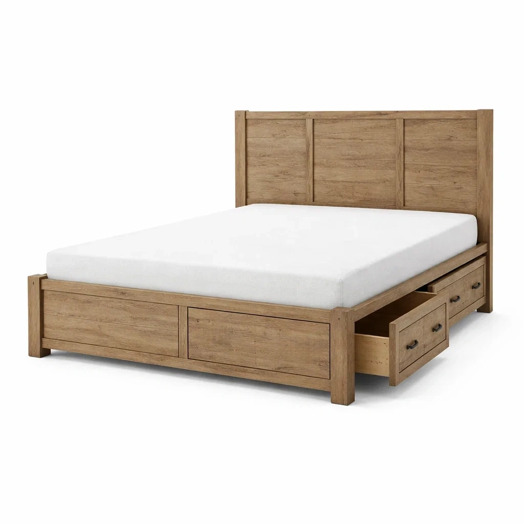 Lit avec rangement en bois avec tiroirs et matelas-URBANO ASISVIBES