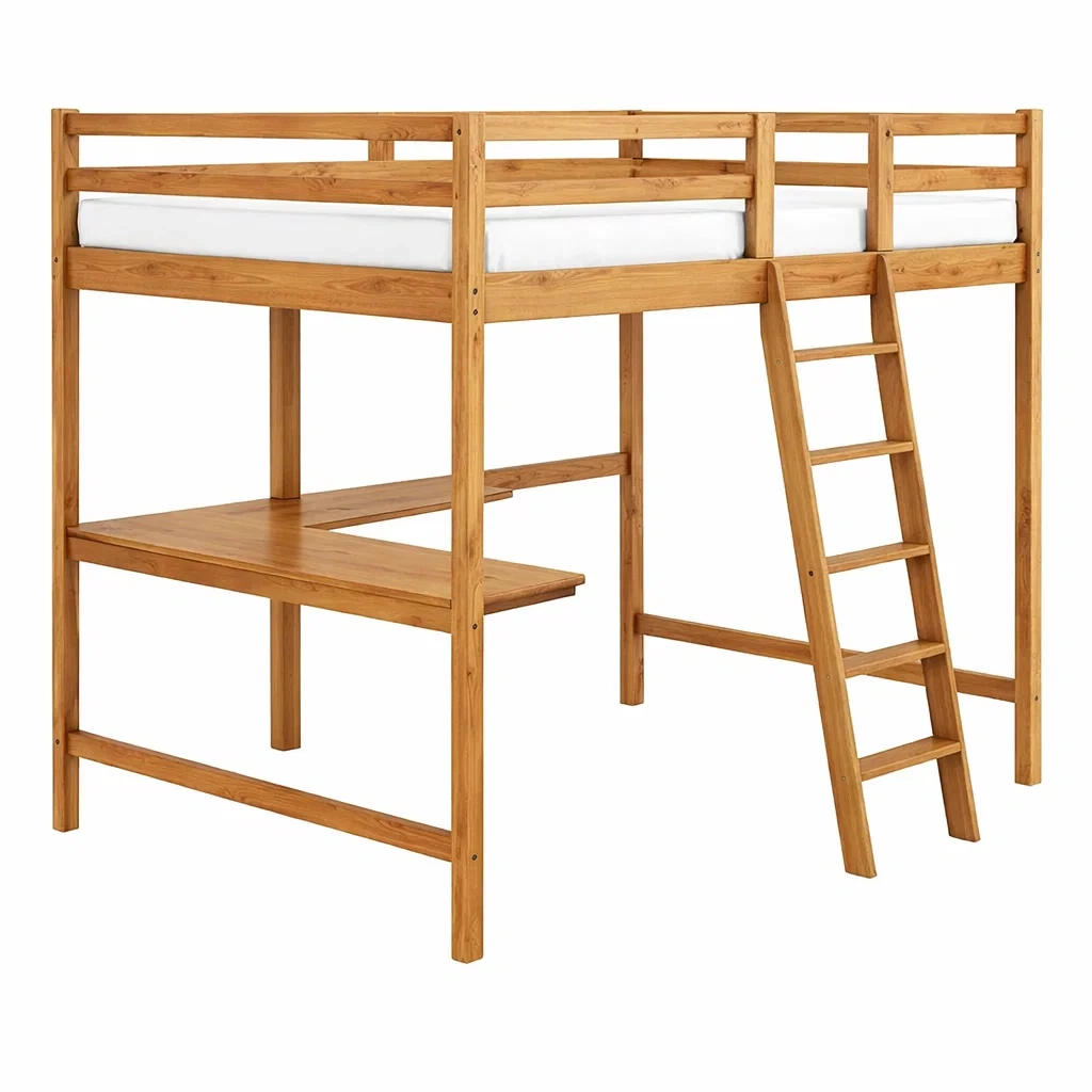 Lit mezzanine en bois avec bureau intégré-URBANO ASISVIBES