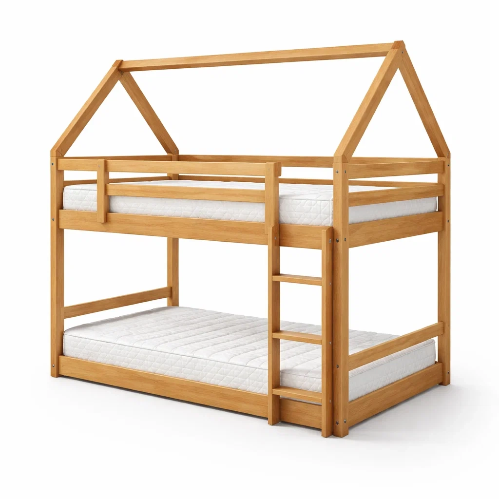 Lit superposé en bois de pin naturel avec matelas-URBANO ASISVIBES