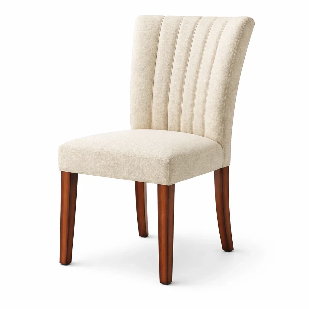 Chaise de salle à manger en bois et polyester beige-URBANO ASISVIBES