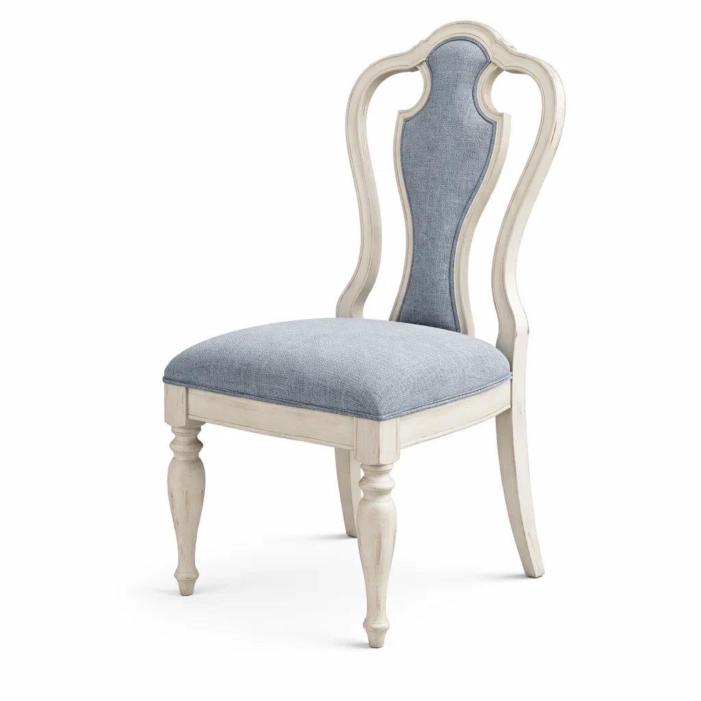 Chaise de salle à manger en bois et tissu polyester bleu et gris-URBANO ASISVIBES