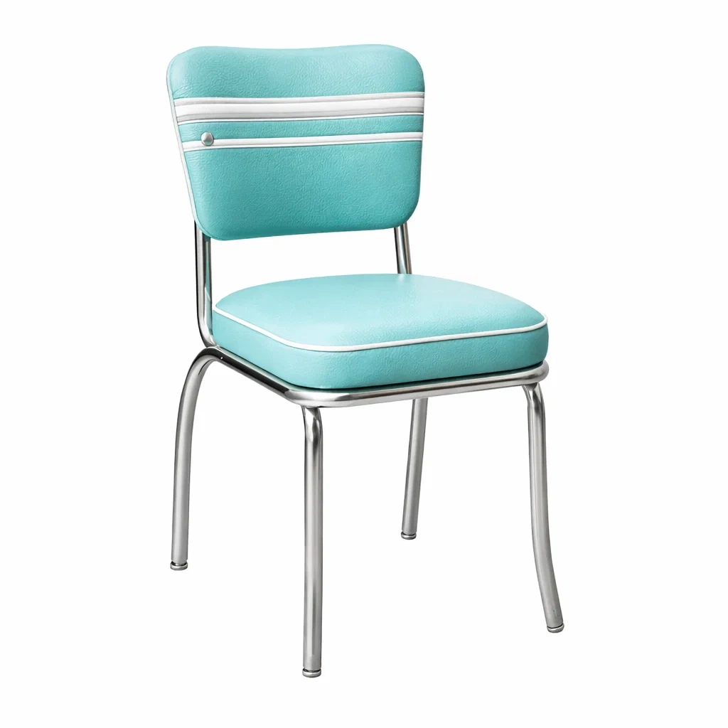 Chaise de salle à manger en métal avec revêtement en similicuir turquoise-URBANO ASISVIBES