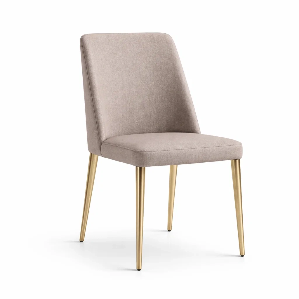 Chaise de salle à manger en tissu polyester beige avec pieds en métal doré-URBANO ASISVIBES