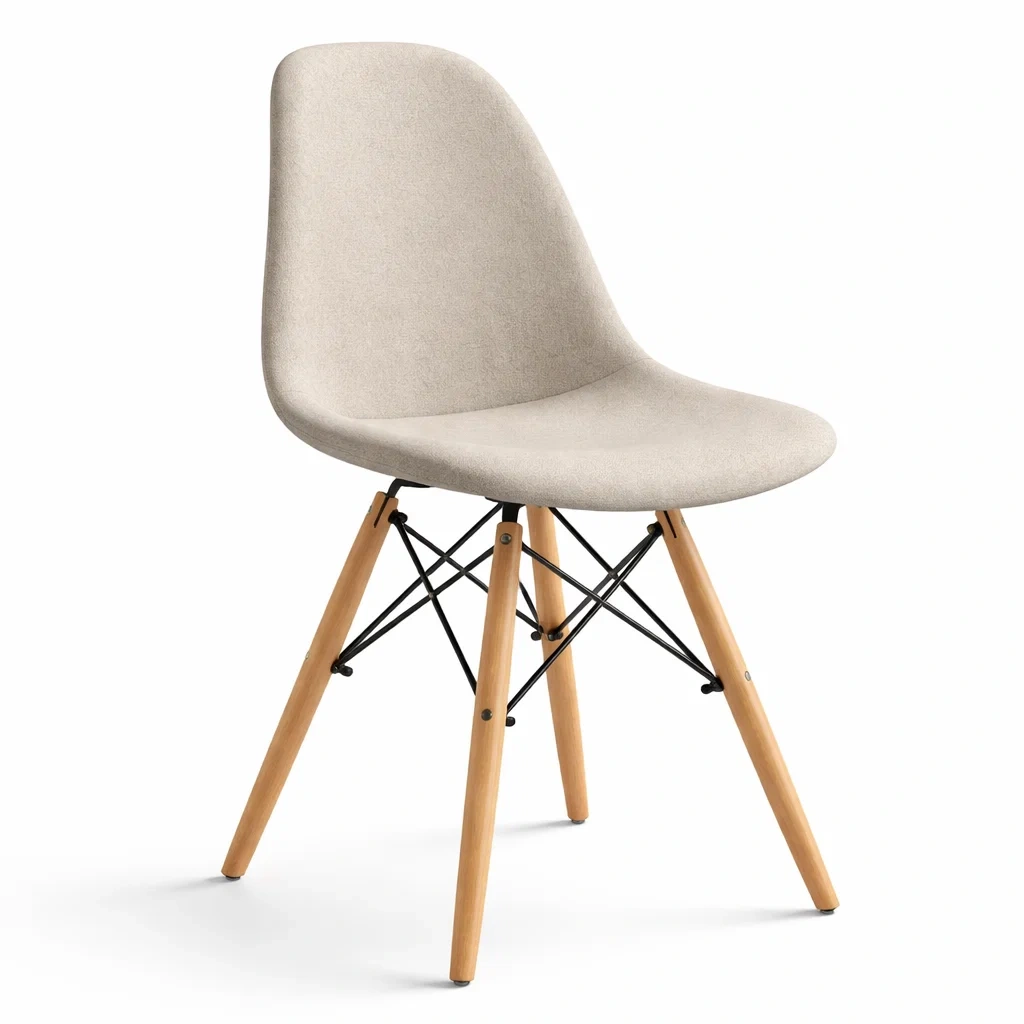 Chaise de salle à manger en tissu polyester et bois avec structure métallique beige-URBANO ASISVIBES