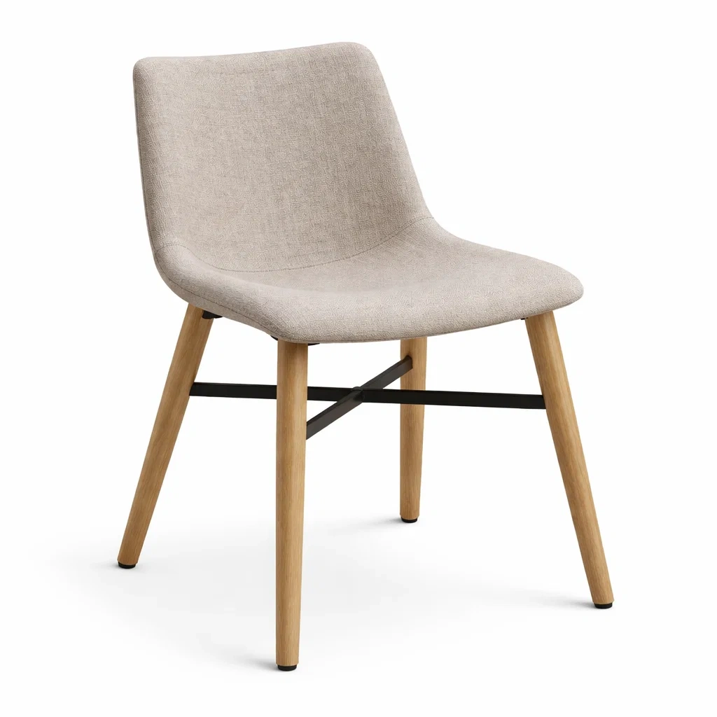 Chaise de salle à manger en tissu et bois de hêtre beige-URBANO ASISVIBES