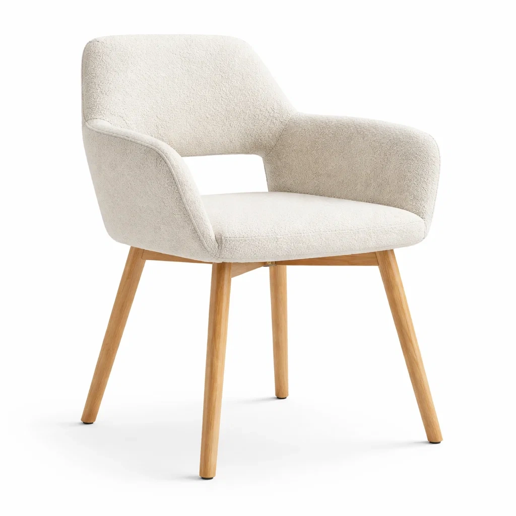 Chaise de salle à manger en tissu avec accoudoirs et pieds en chêne-URBANO ASISVIBES