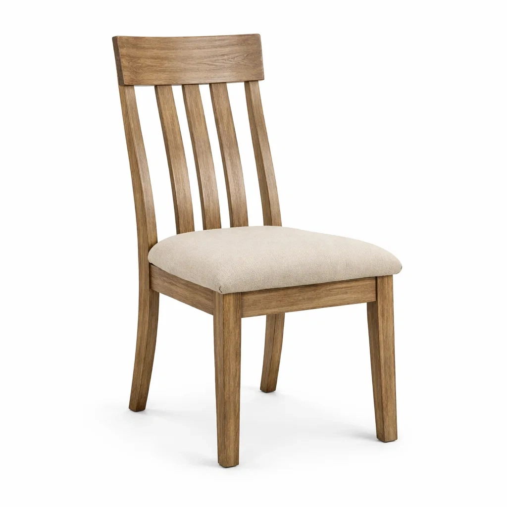 Chaise de salle à manger en bois massif avec assise en lin polyester beige-URBANO ASISVIBES