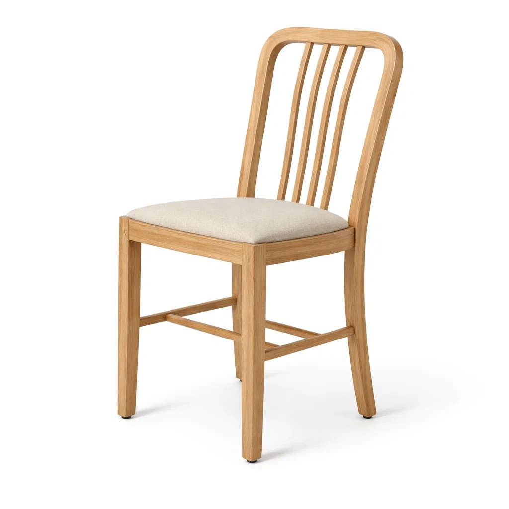 Chaise de salle à manger en bois de chêne avec assise en lin beige-URBANO ASISVIBES