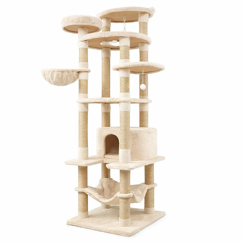 Arbre à chat en sisal et peluche polyester beige-URBANO ASISVIBES