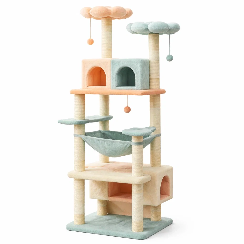 Arbre à chat en panneaux de particules avec hamac et niches-URBANO ASISVIBES