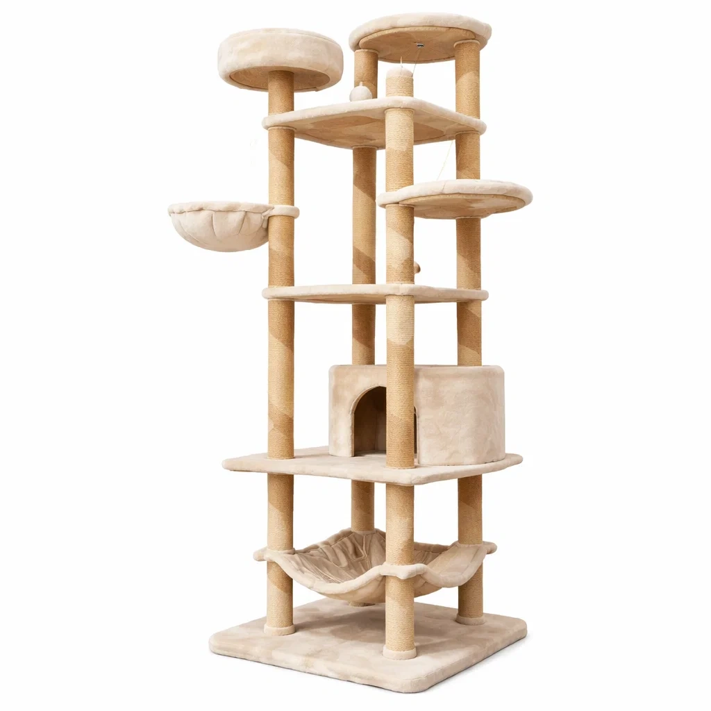 Arbre à chat en sisal et peluche beige-URBANO ASISVIBES