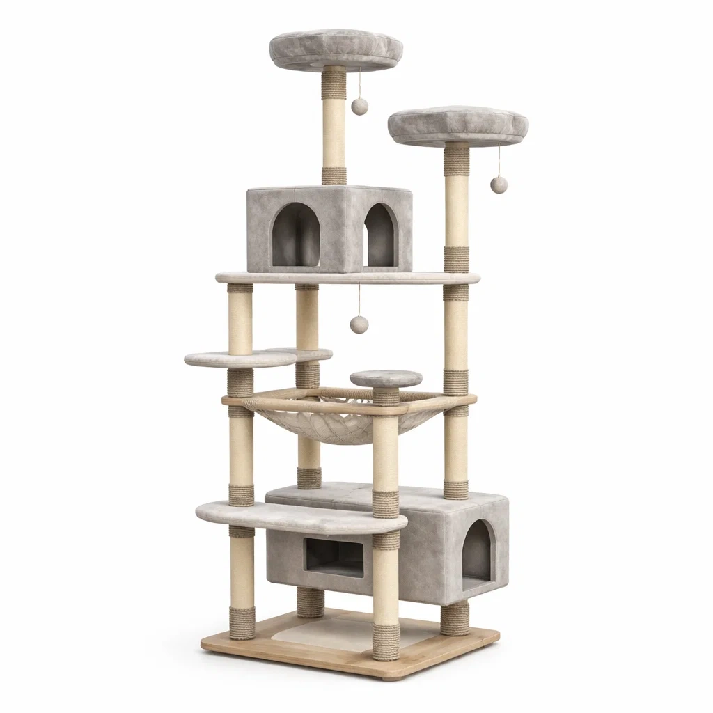 Arbre à chat en tissu et sisal gris 60 x 40 x 160 cm-URBANO ASISVIBES