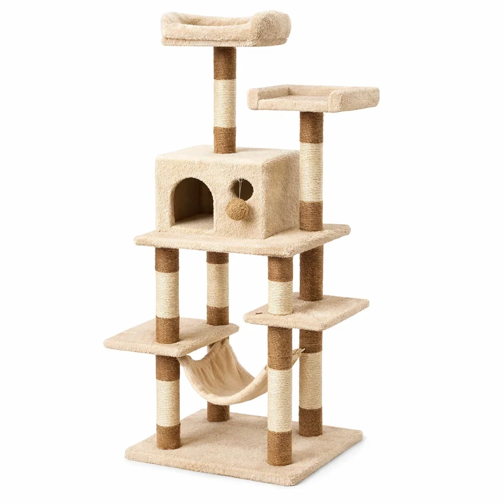 Arbre à chat en sisal avec hamac beige-URBANO ASISVIBES