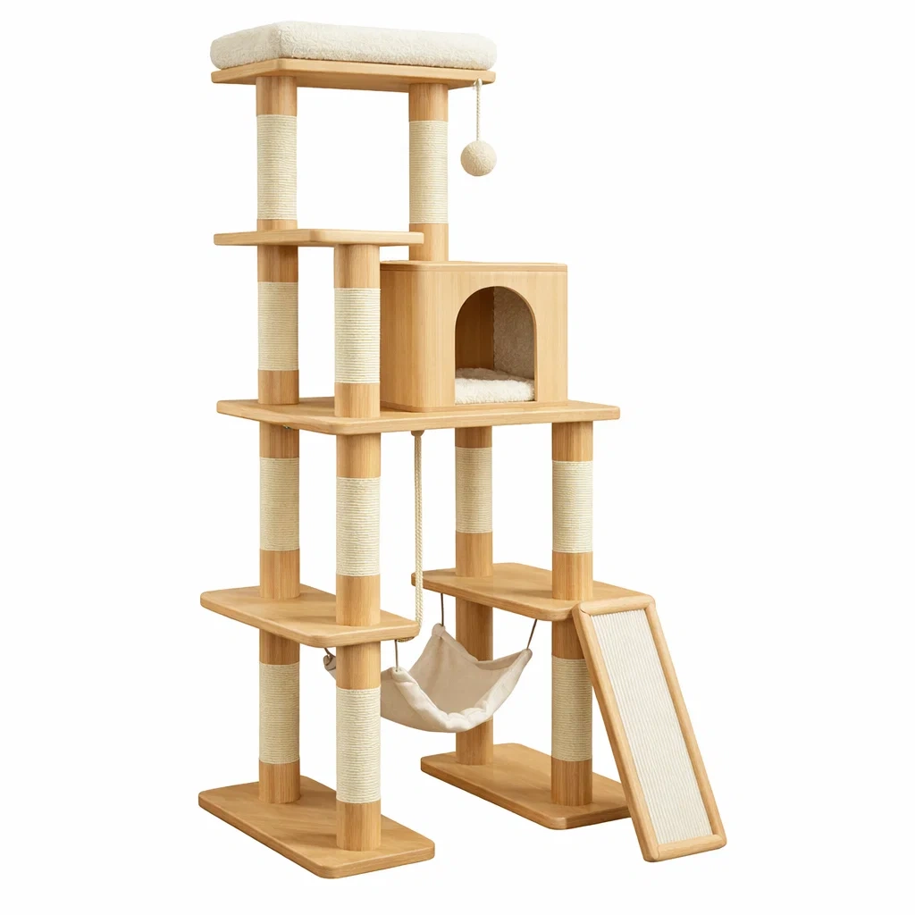 Arbre à chat en bois avec sisal et coussins-URBANO ASISVIBES
