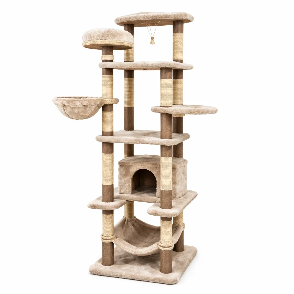 Arbre à chat en bois et sisal avec plateformes multiples-URBANO ASISVIBES