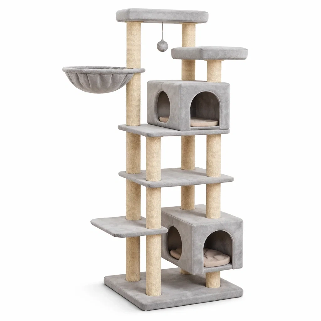 Arbre à chat en bois et sisal gris-URBANO ASISVIBES