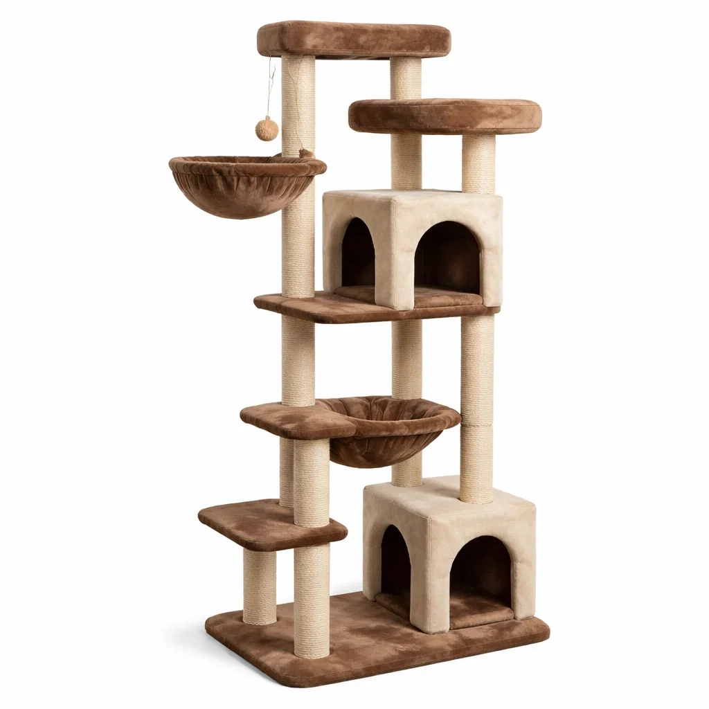 Arbre à chat en bois brun et beige-URBANO ASISVIBES