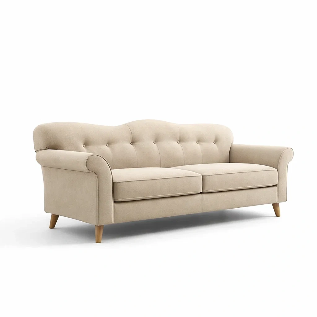 Canapé 3 places en tissu beige avec pieds en bois-DREAMVI Benest