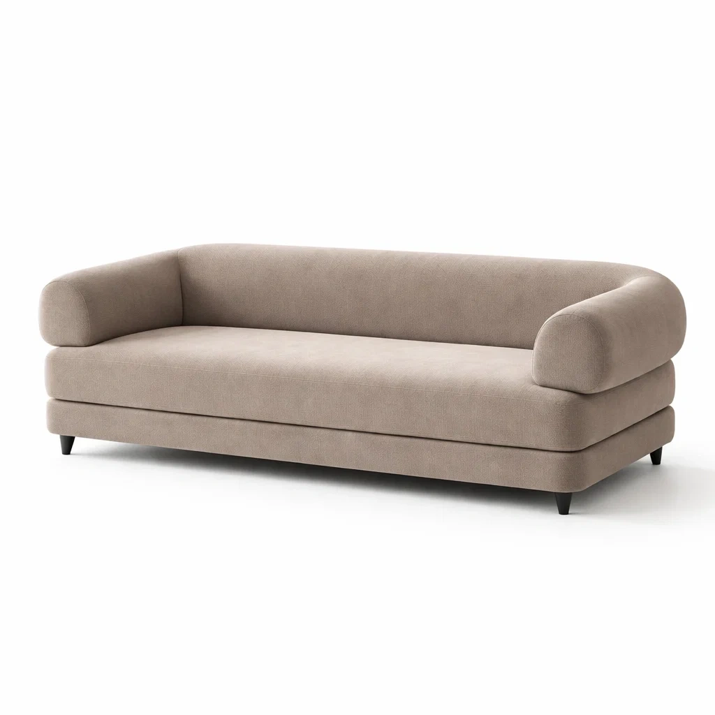 Canapé trois places en tissu polyester beige-DREAMVI Benest