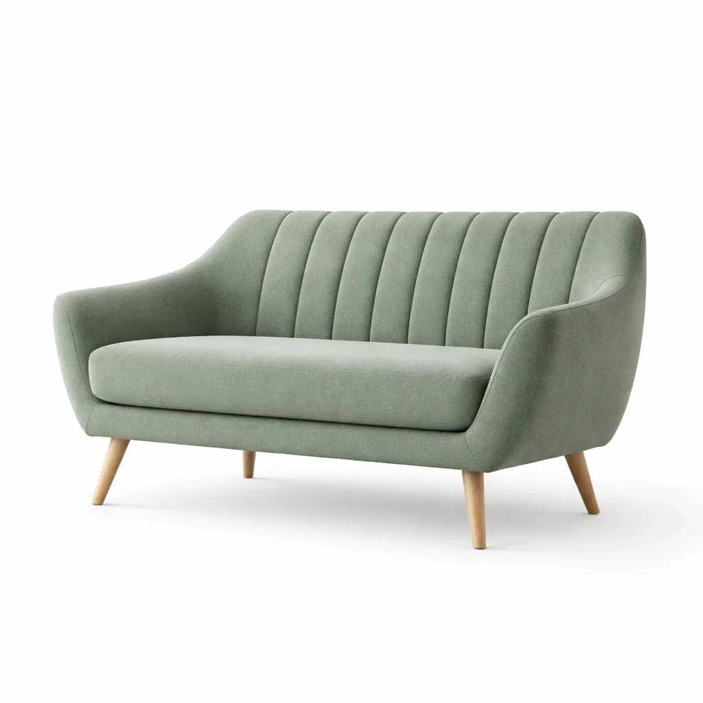 Canapé 2 Places en Tissu Vert avec Pieds en Bois-DREAMVI Benest