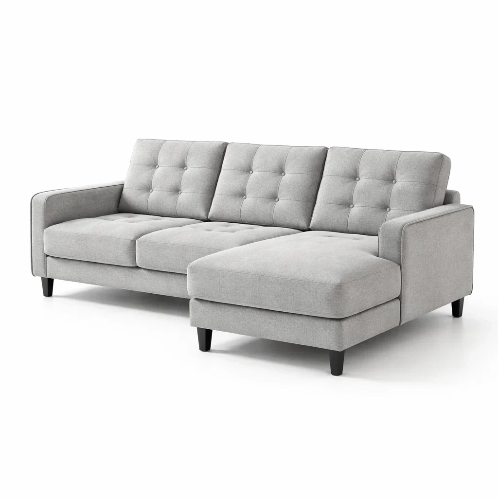 Canapé d'angle 3 places en tissu gris-DREAMVI Benest