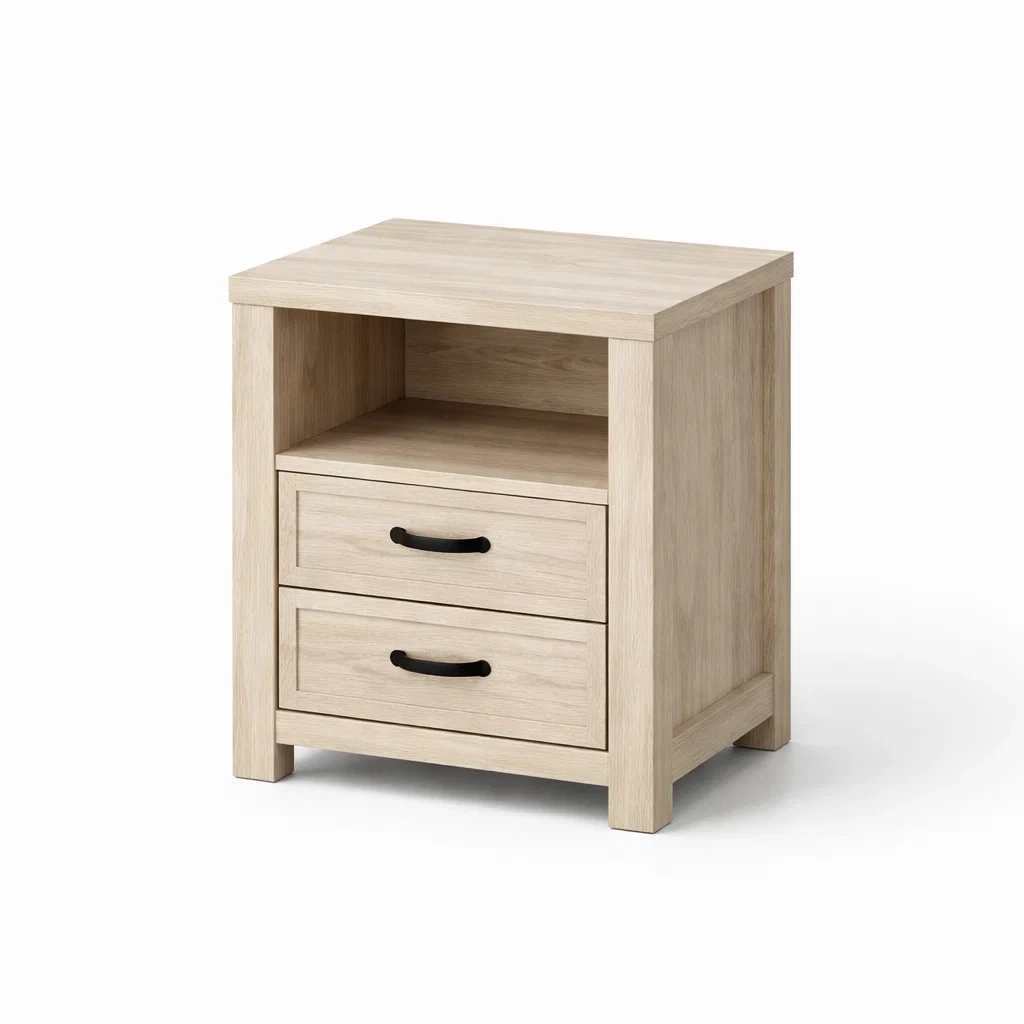 Table de chevet en bois avec 2 tiroirs et étagère ouverte-DREAMVI Benest