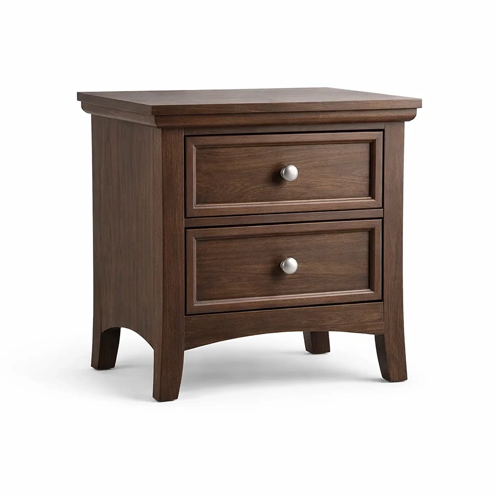 Table de Chevet en Bois Marron avec 2 Tiroirs-DREAMVI Benest