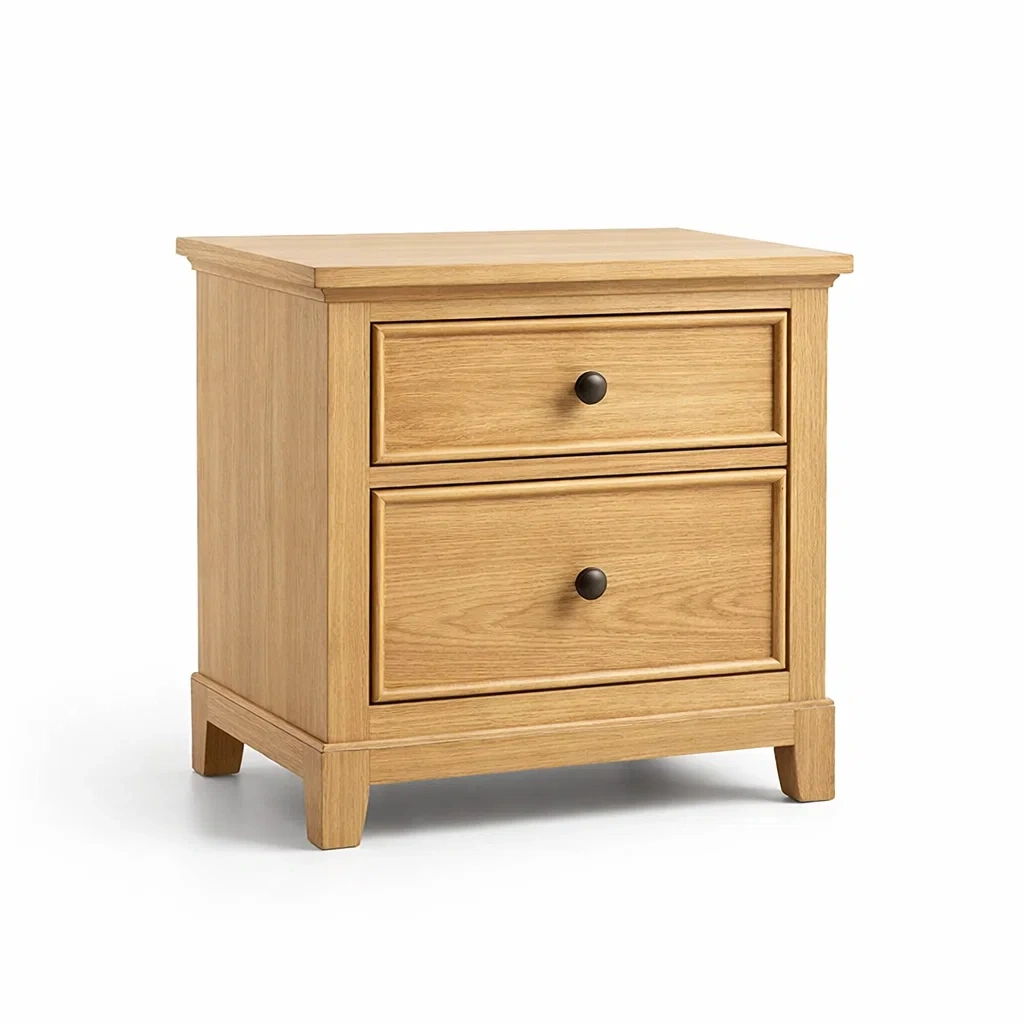 Table de nuit en bois de chêne avec 2 tiroirs-DREAMVI Benest