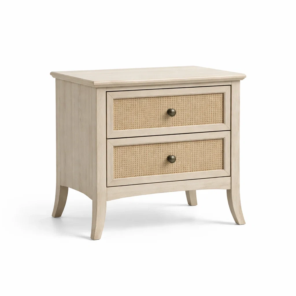Table de nuit en bois avec tiroirs en rotin-DREAMVI Benest