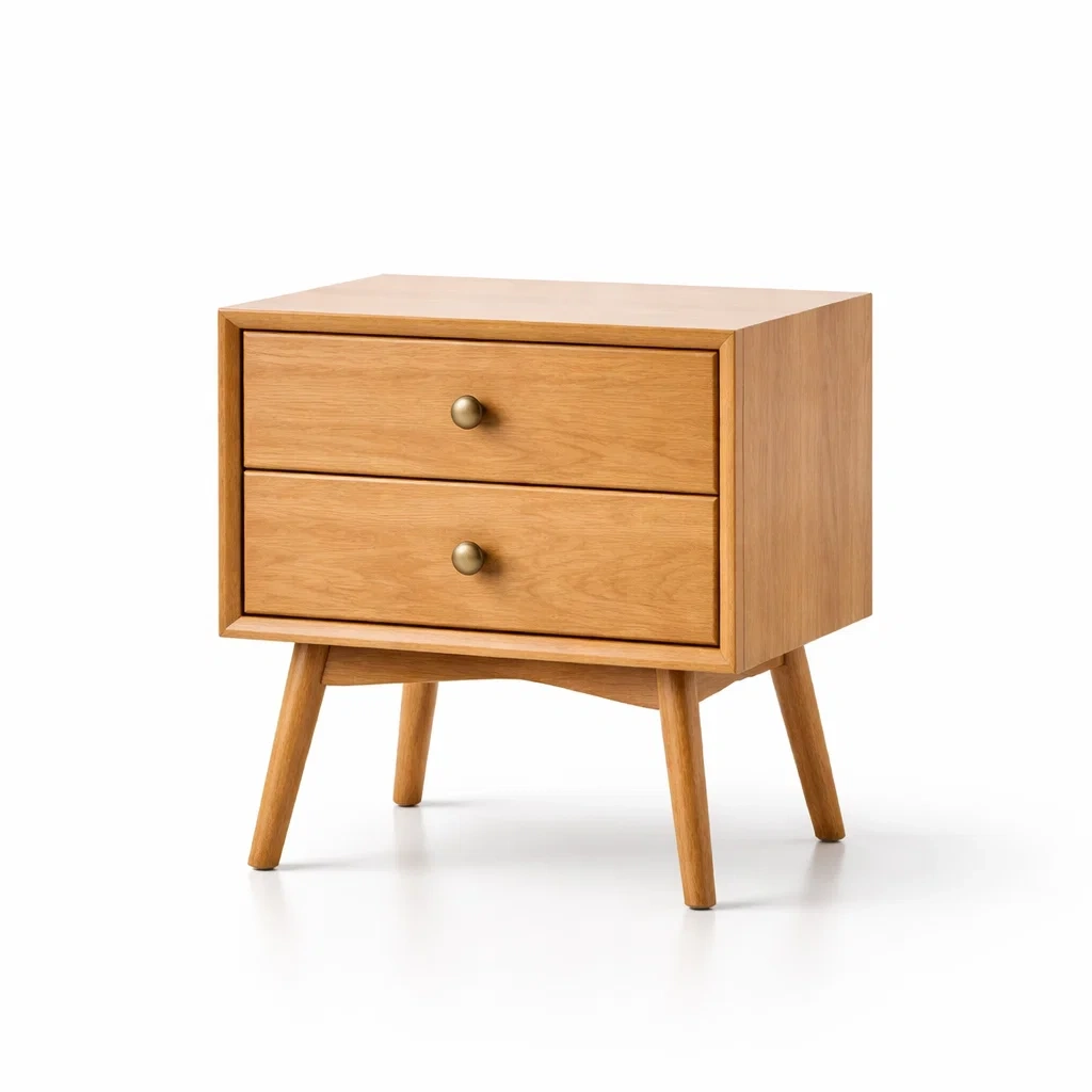 Table de chevet en bois de chêne clair avec 2 tiroirs-DREAMVI Benest