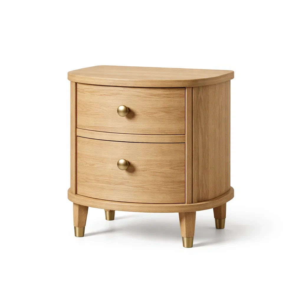 Table de chevet en bois de chêne avec 2 tiroirs-DREAMVI Benest