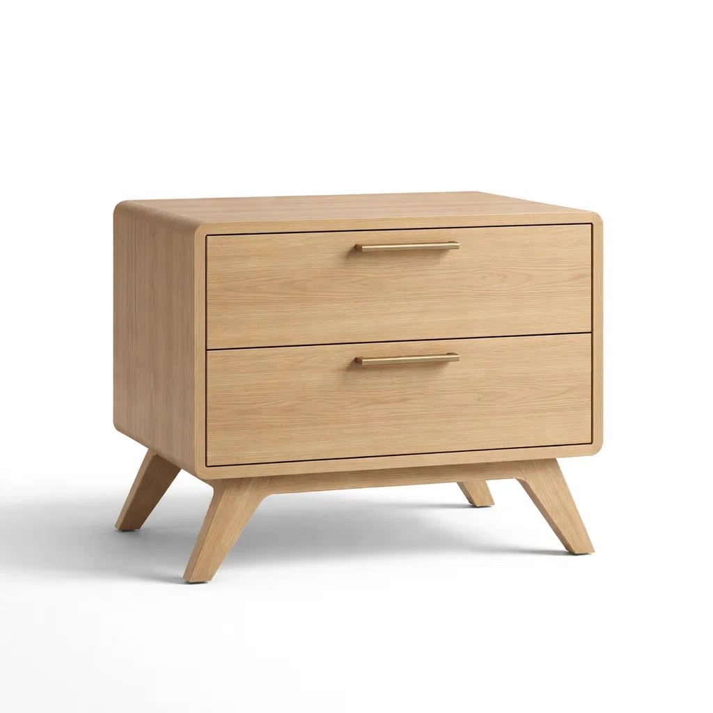 Table de chevet en bois de chêne avec poignées en métal-DREAMVI Benest