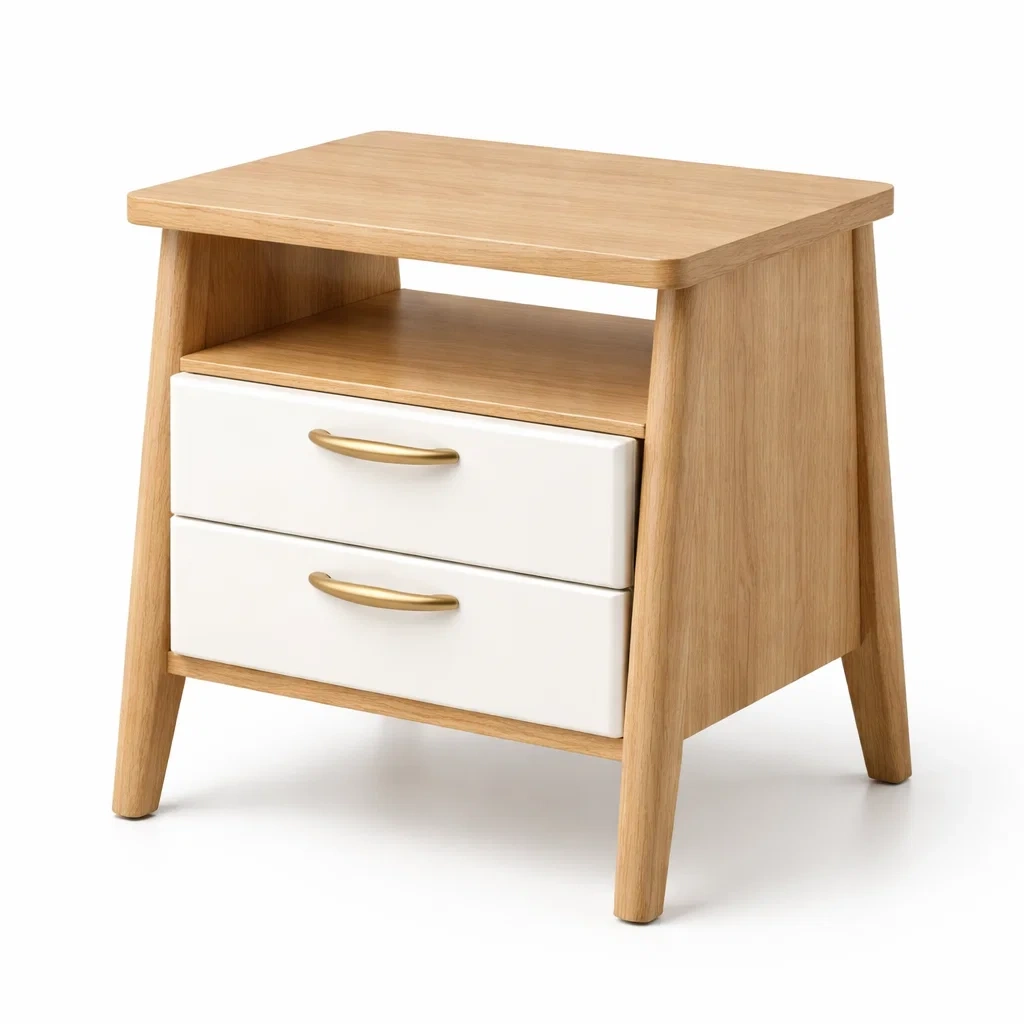 Table de nuit en bois avec tiroirs en mélamine blanche-DREAMVI Benest