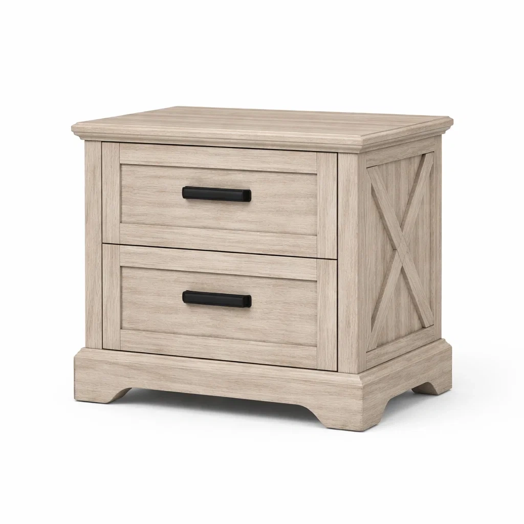 Table de nuit en bois de chêne clair à 2 tiroirs-DREAMVI Benest