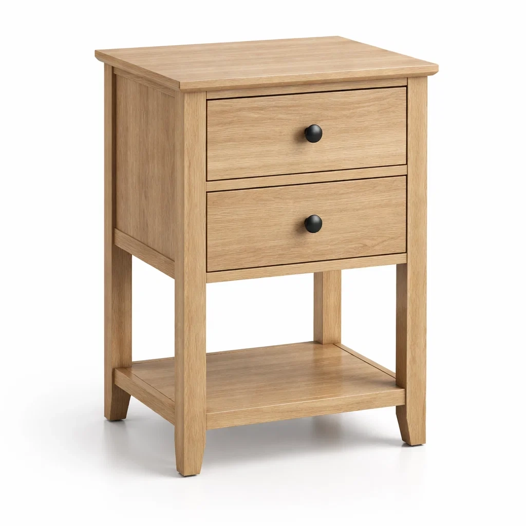Table de chevet en bois avec 2 tiroirs et étagère-DREAMVI Benest
