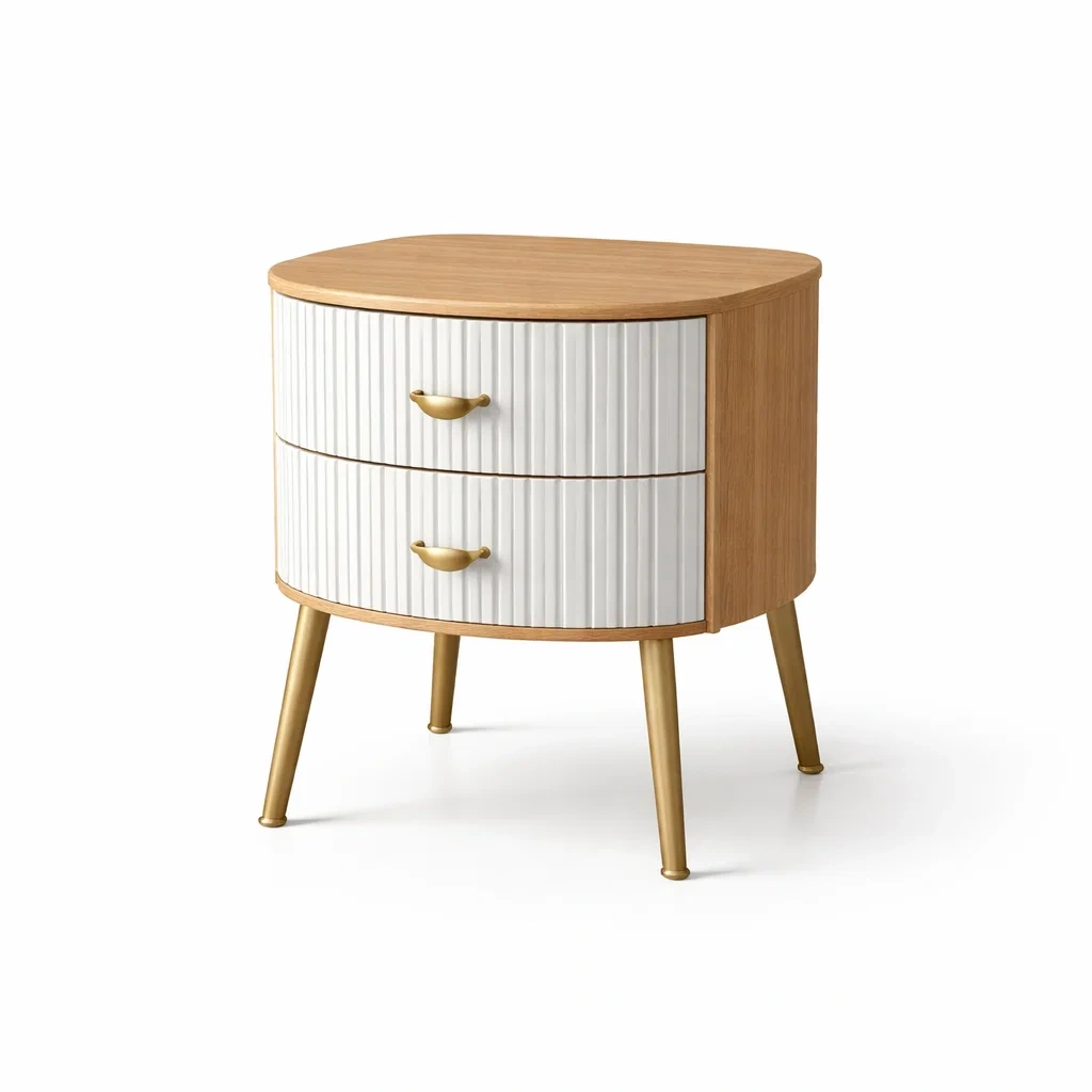 Table de chevet en bois et métal à 2 tiroirs-DREAMVI Benest