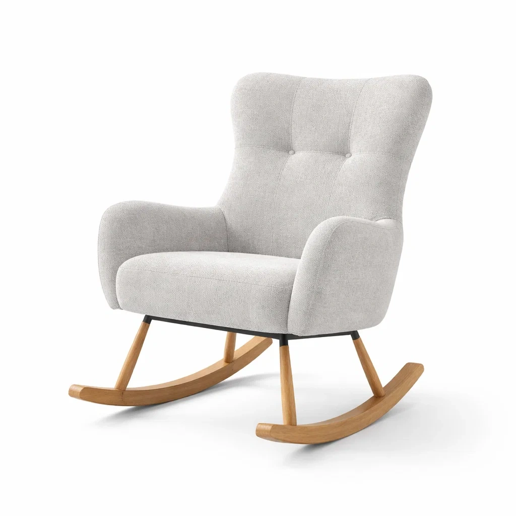 Chaise berçante en tissu avec base en bois-DREAMVI Benest