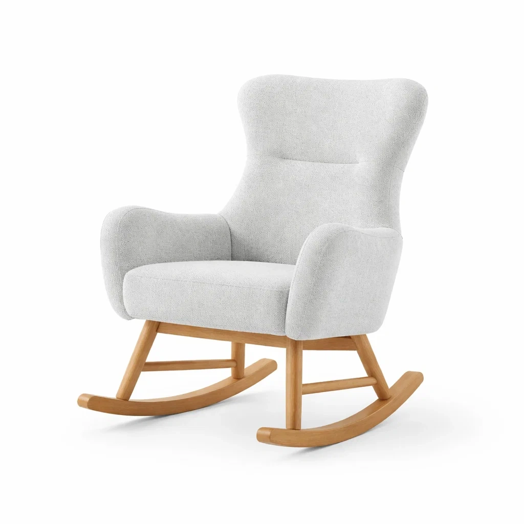 Fauteuil à bascule tissu polyester Gris clair bois massif-DREAMVI Benest