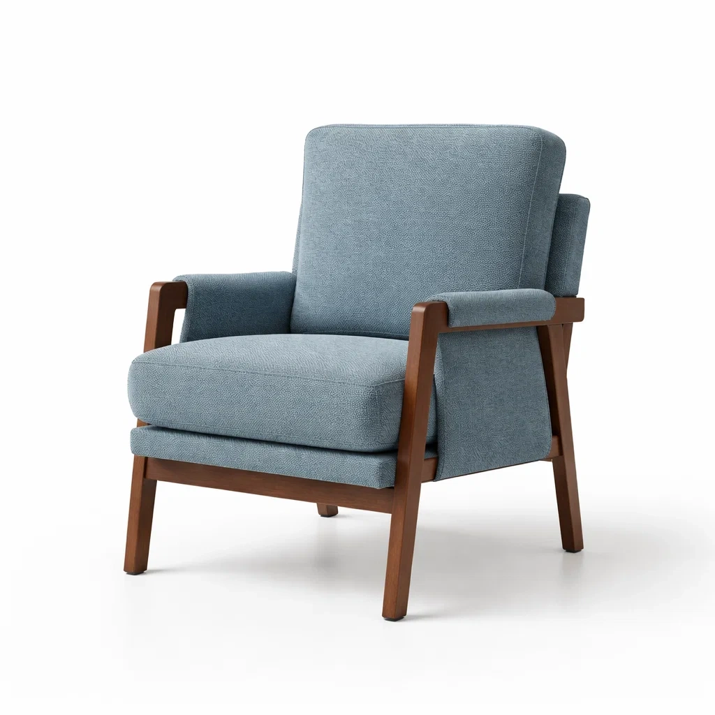 Fauteuil en bois avec tissu en polyester bleu-DREAMVI Benest