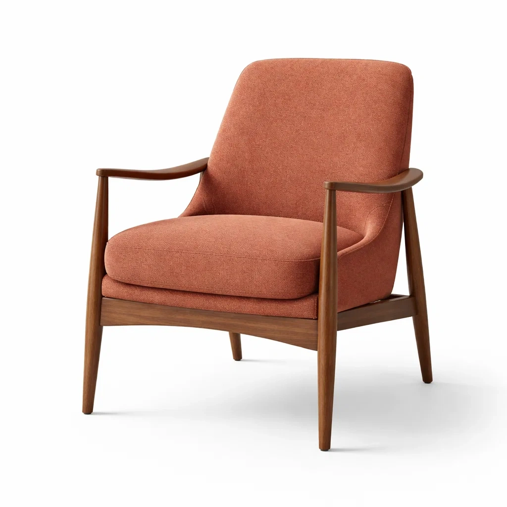 Fauteuil en bois avec tissu polyester brique-DREAMVI Benest