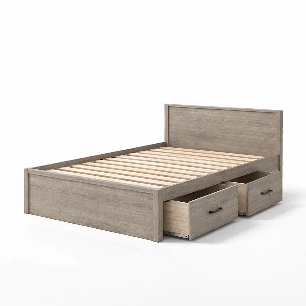 Lit double en bois avec tiroirs de rangement 200x160 cm-DREAMVI Benest