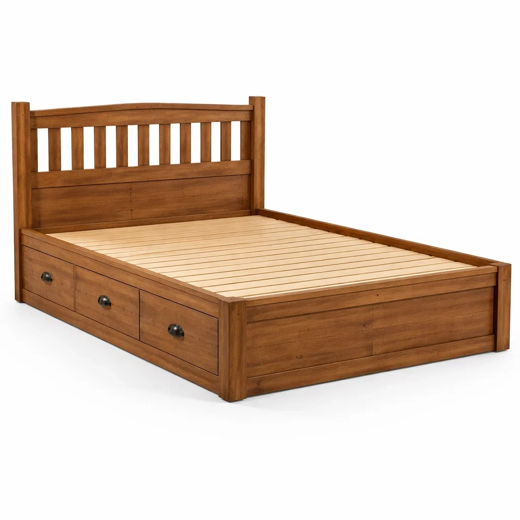 Lit double en bois avec tiroirs de rangement 200x160 cm-DREAMVI Benest
