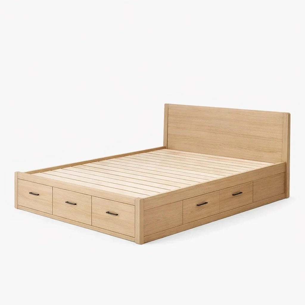 Lit double en bois avec tiroirs Chêne 200x160 cm-DREAMVI Benest