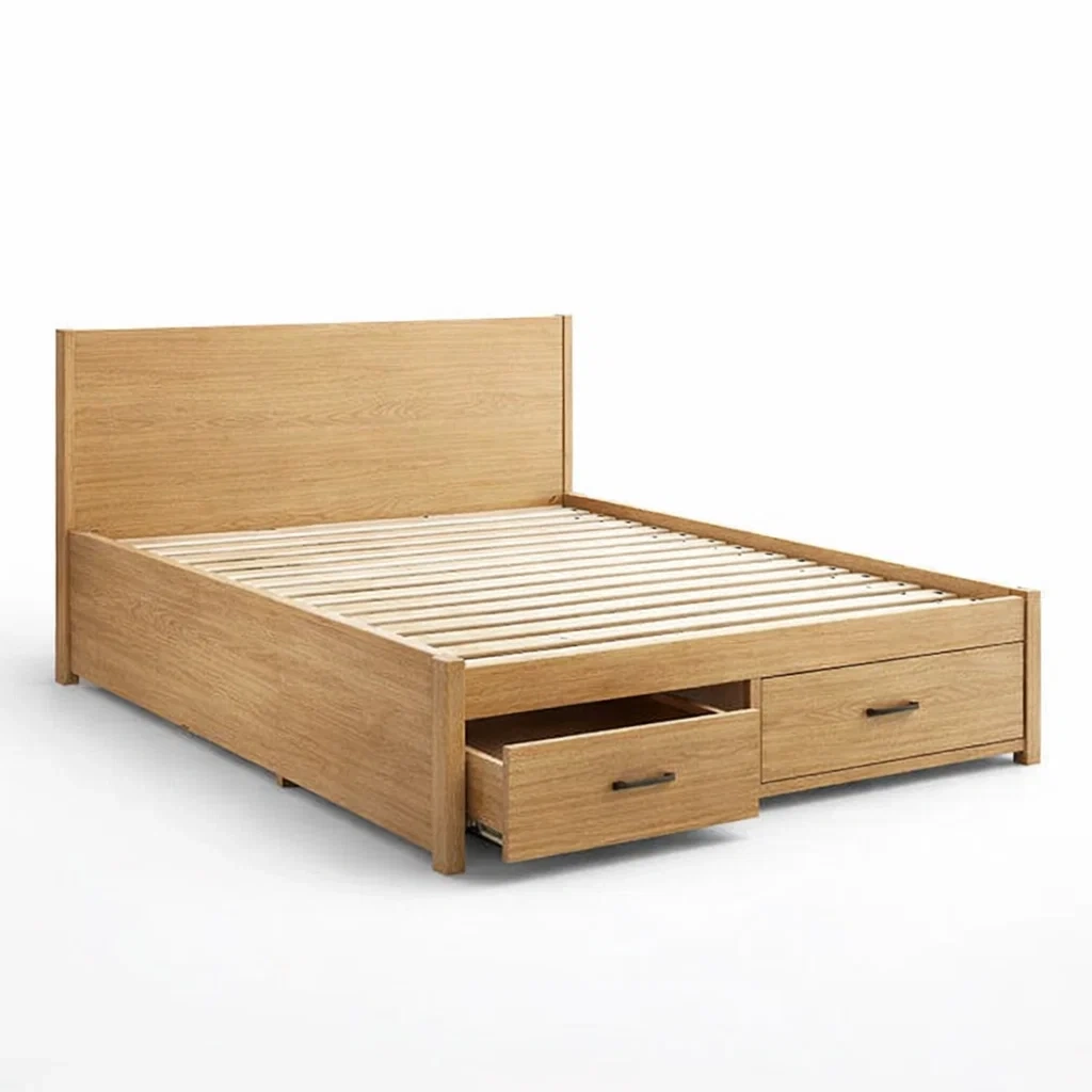 Lit double en bois de chêne avec tiroirs-DREAMVI Benest