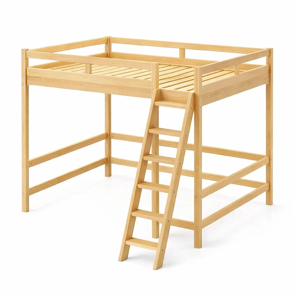 Lit mezzanine en bois de pin avec échelle 200x100x150 cm-DREAMVI Benest