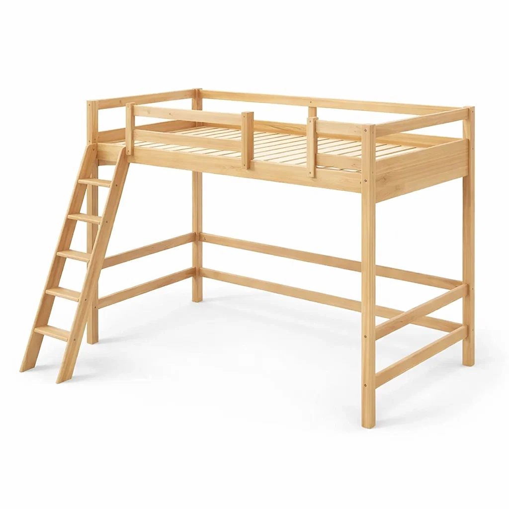 Lit Mezzanine Enfant en Bois de Pin avec Échelle-DREAMVI Benest