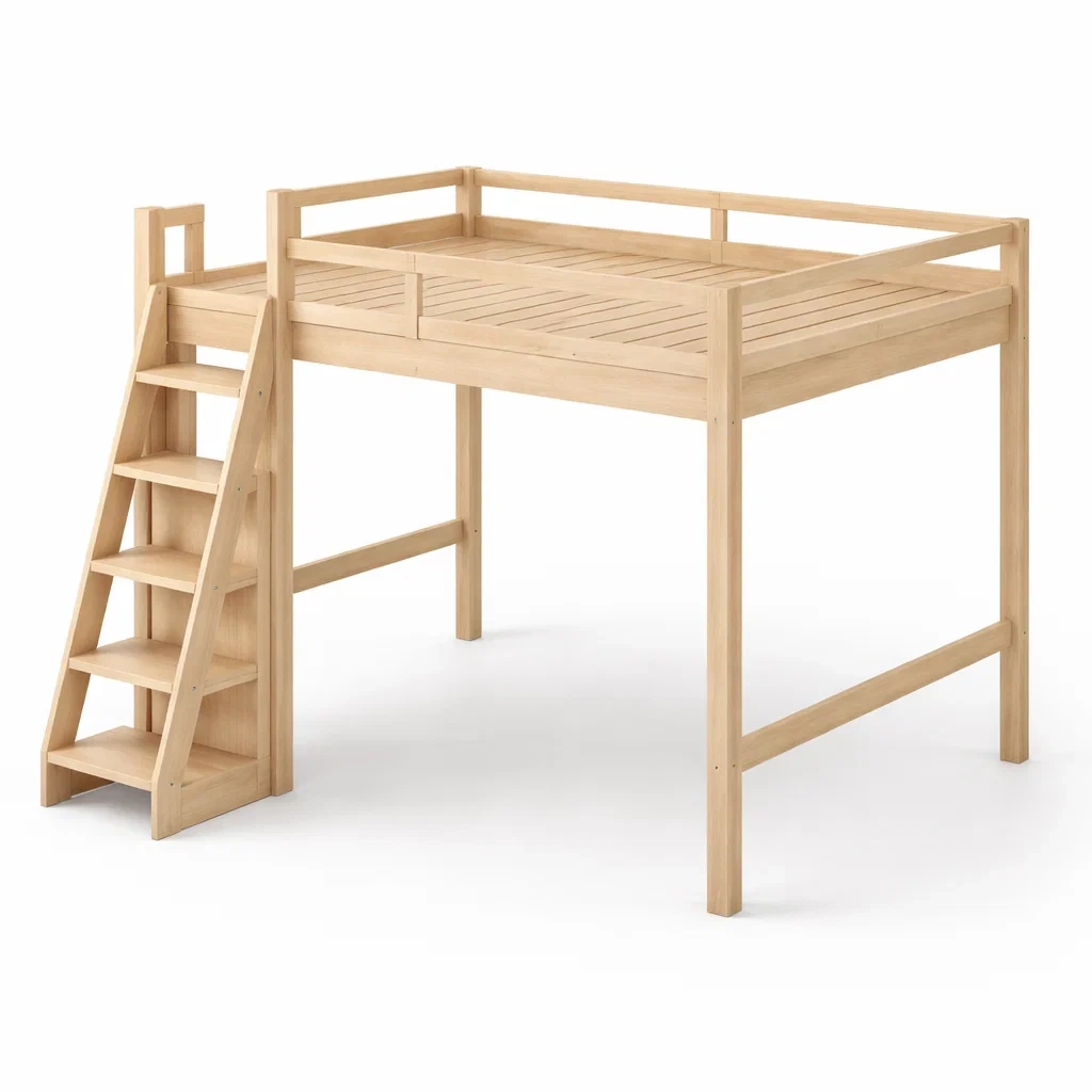 Lit mezzanine en bois avec échelle-DREAMVI Benest