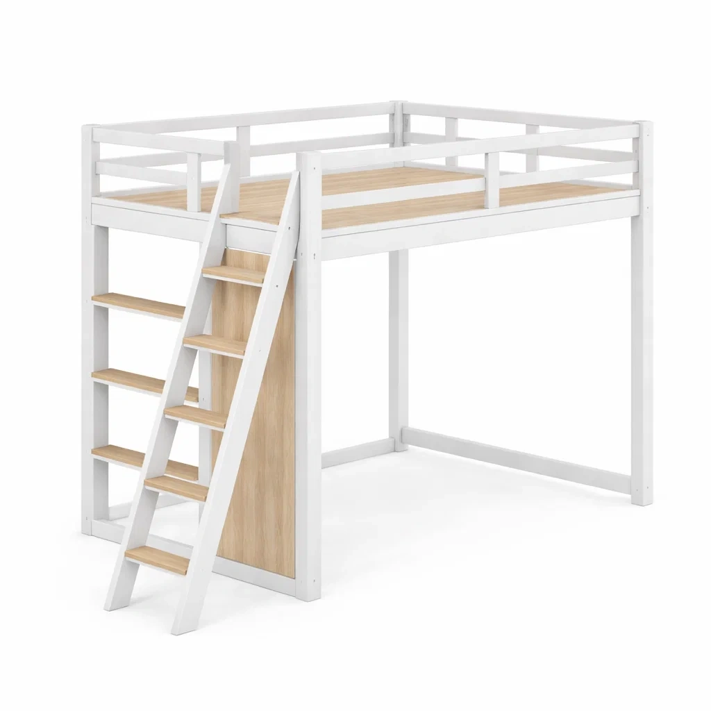 Lit mezzanine en bois et métal avec échelle 198x96x150 cm-DREAMVI Benest